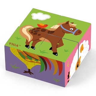 Cube puzzle - farm animals - 4 pieces
